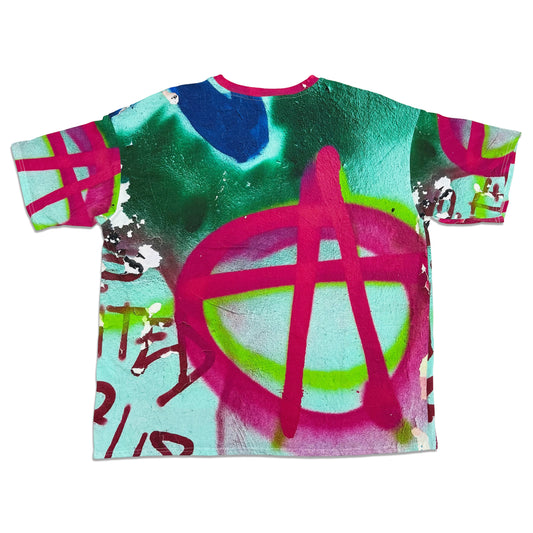 Suture Studios Anarchy Grunge Graffiti All Over Graphic Pattern Oversized T-shirt