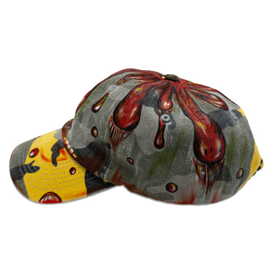 Suture Studios Hand Painted and Embroidered 6-Panel Yellow Camouflage Hat