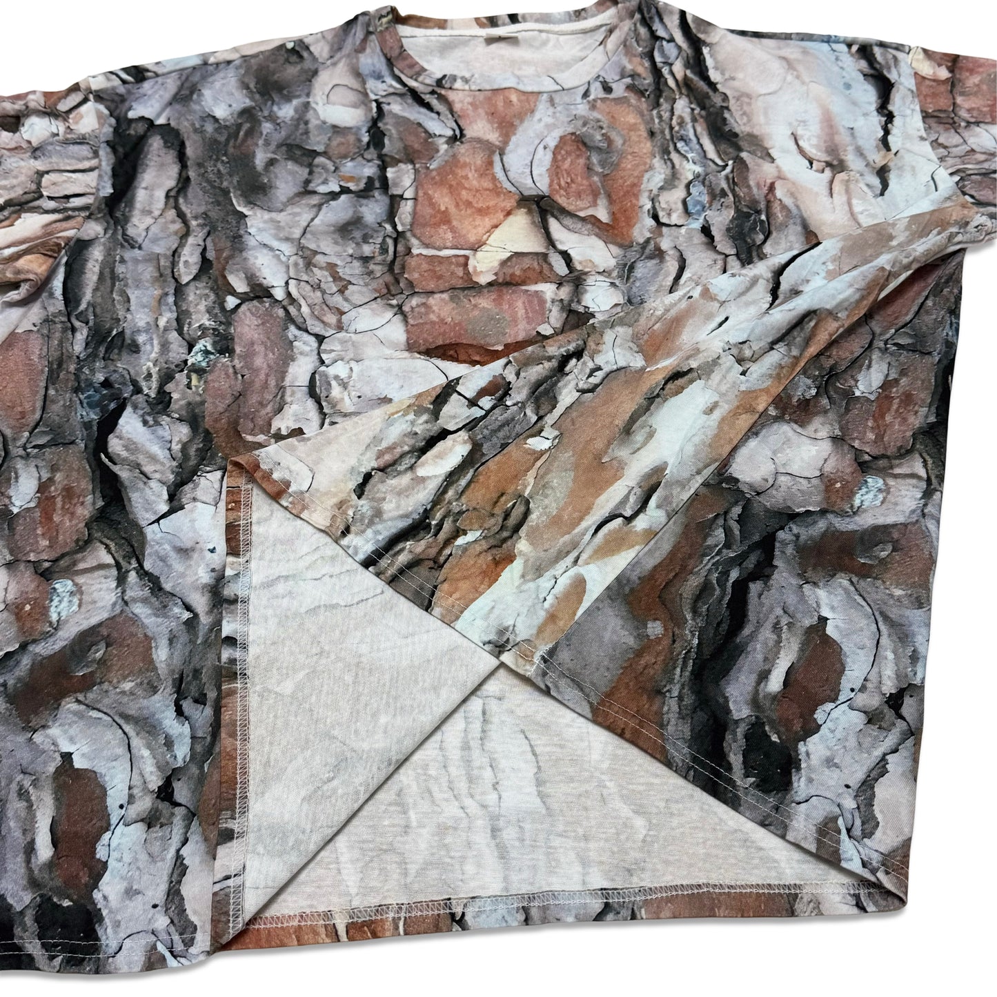 Suture Studios Pine Tree Bark Camouflage All Over Graphic Pattern Oversized T-shirt