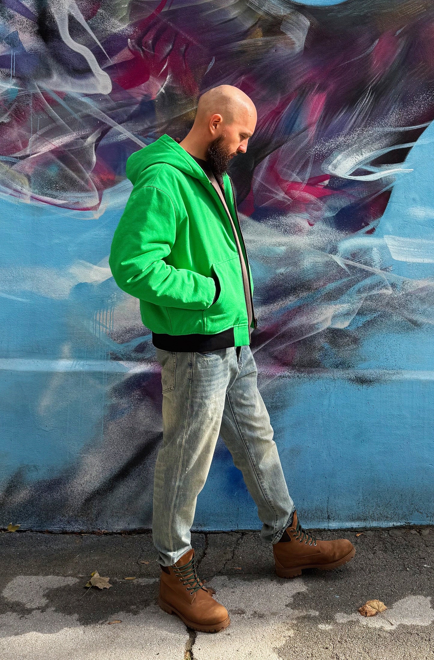 Canvas Hooded Work Jacket Green / Leopard