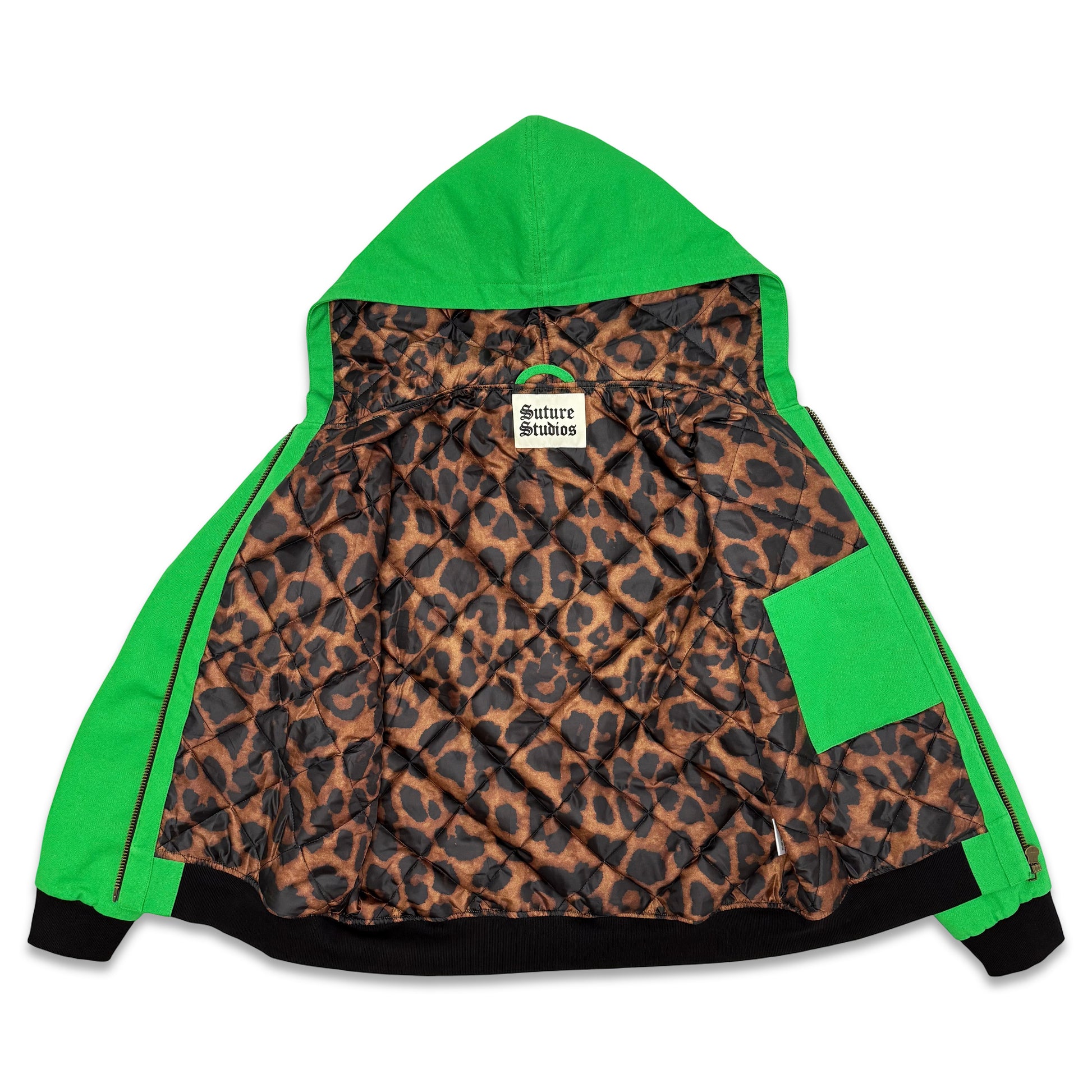 Suture Studios 12oz. Canvas Hooded Work Jacket Green Leopard