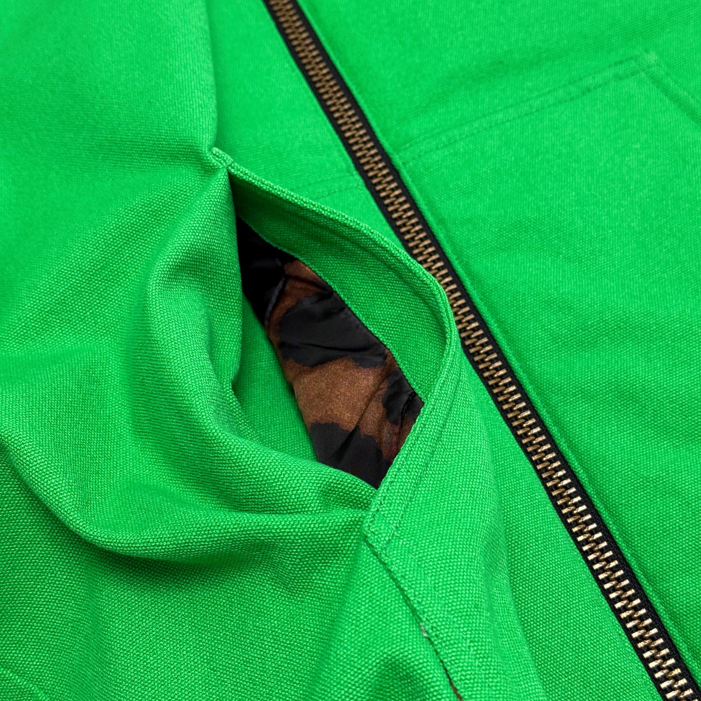 Suture Studios 12oz. Canvas Hooded Work Jacket Green Leopard