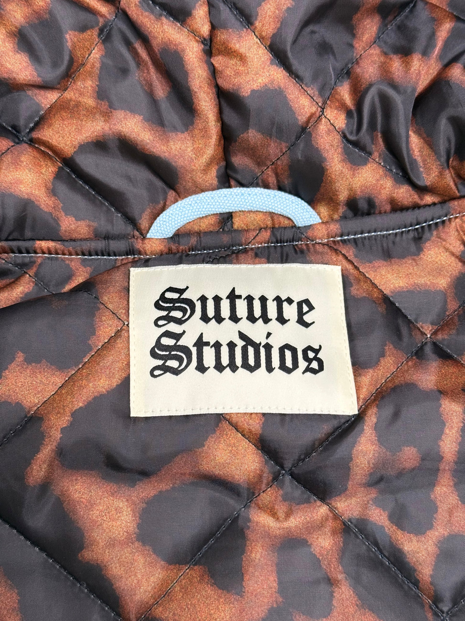 Suture Studios 16oz. Canvas Hooded Work Jacket Light Blue Leopard
