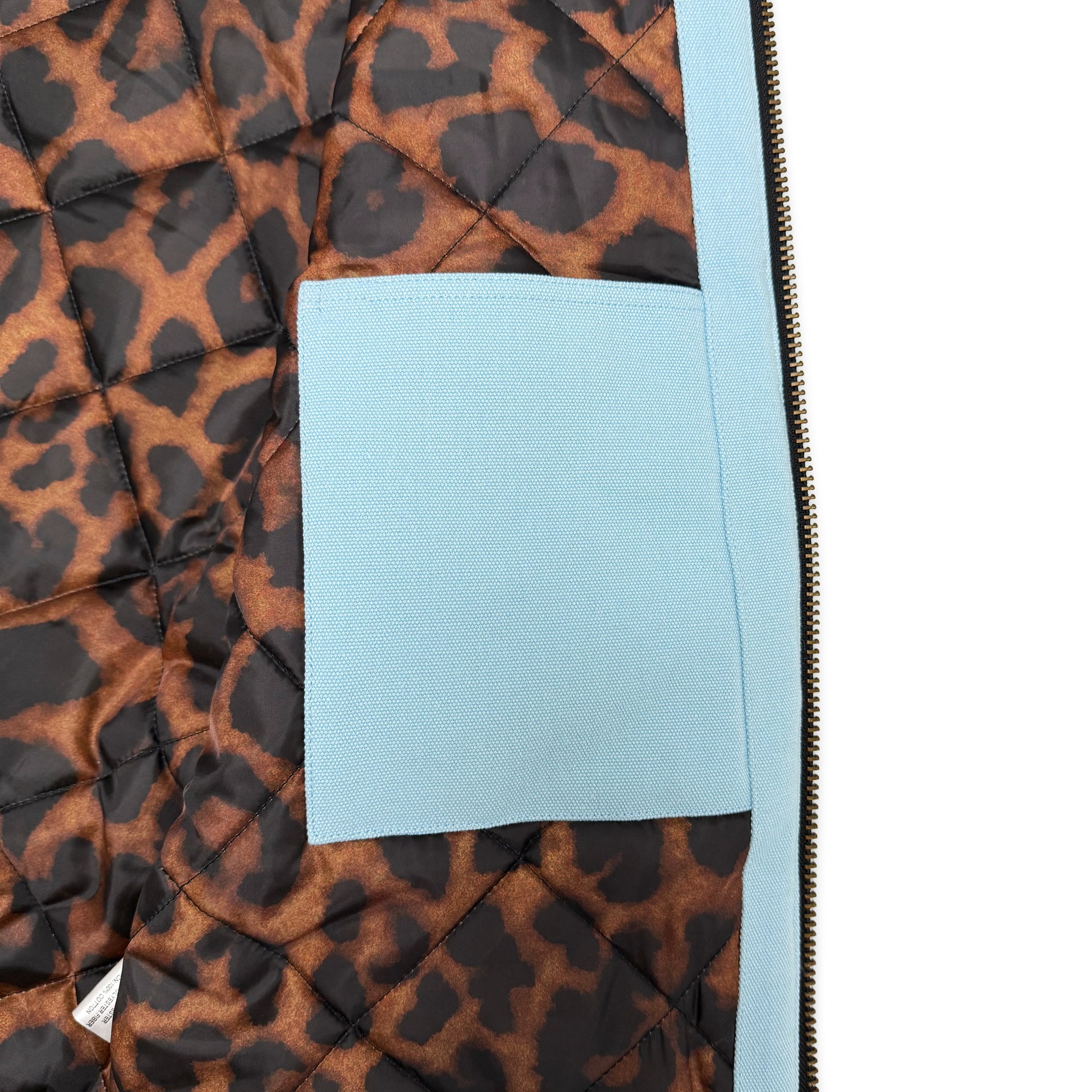 Suture Studios 16oz. Canvas Hooded Work Jacket Light Blue Leopard