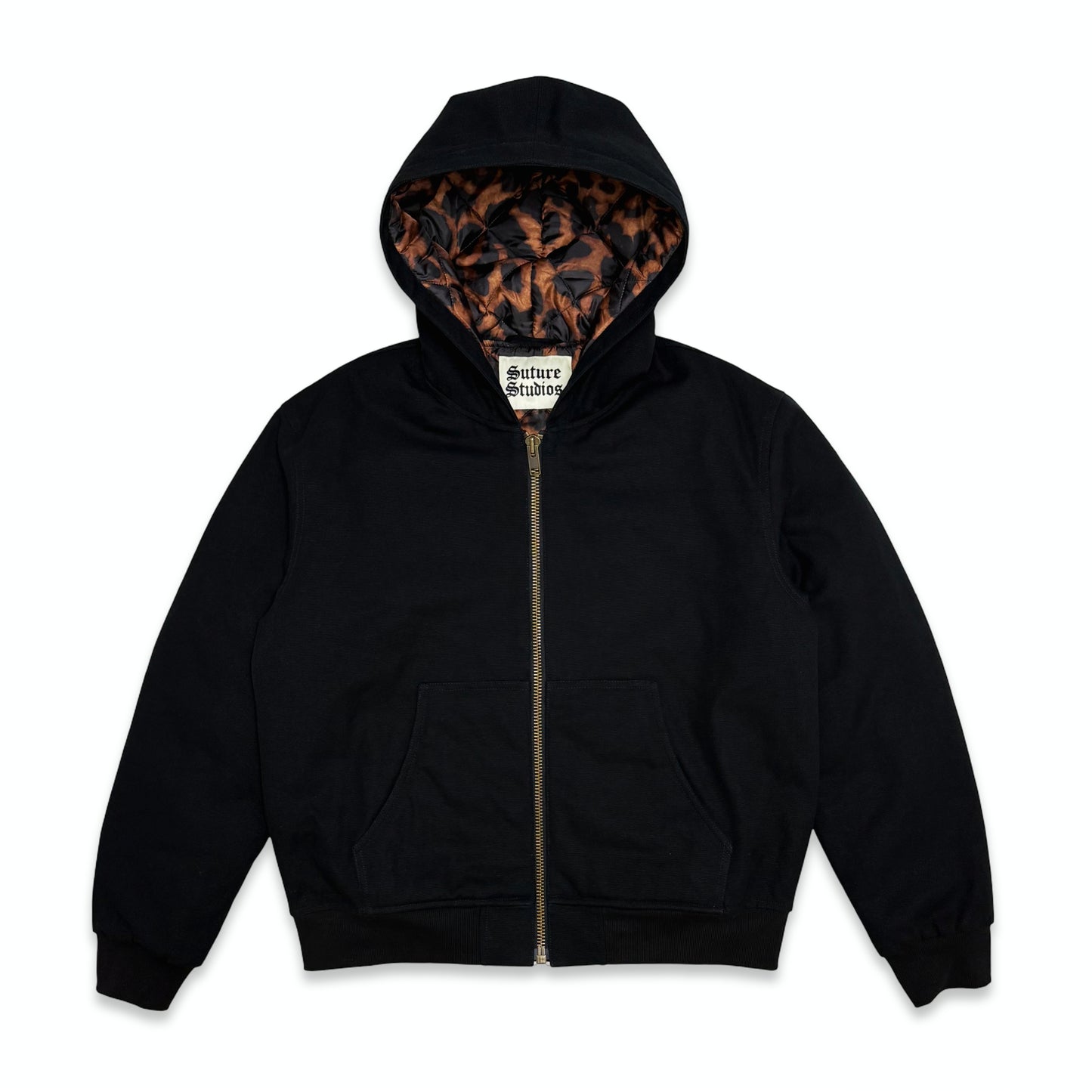 Suture Studios 16oz Canvas Hooded Work Jacket Black Leopard