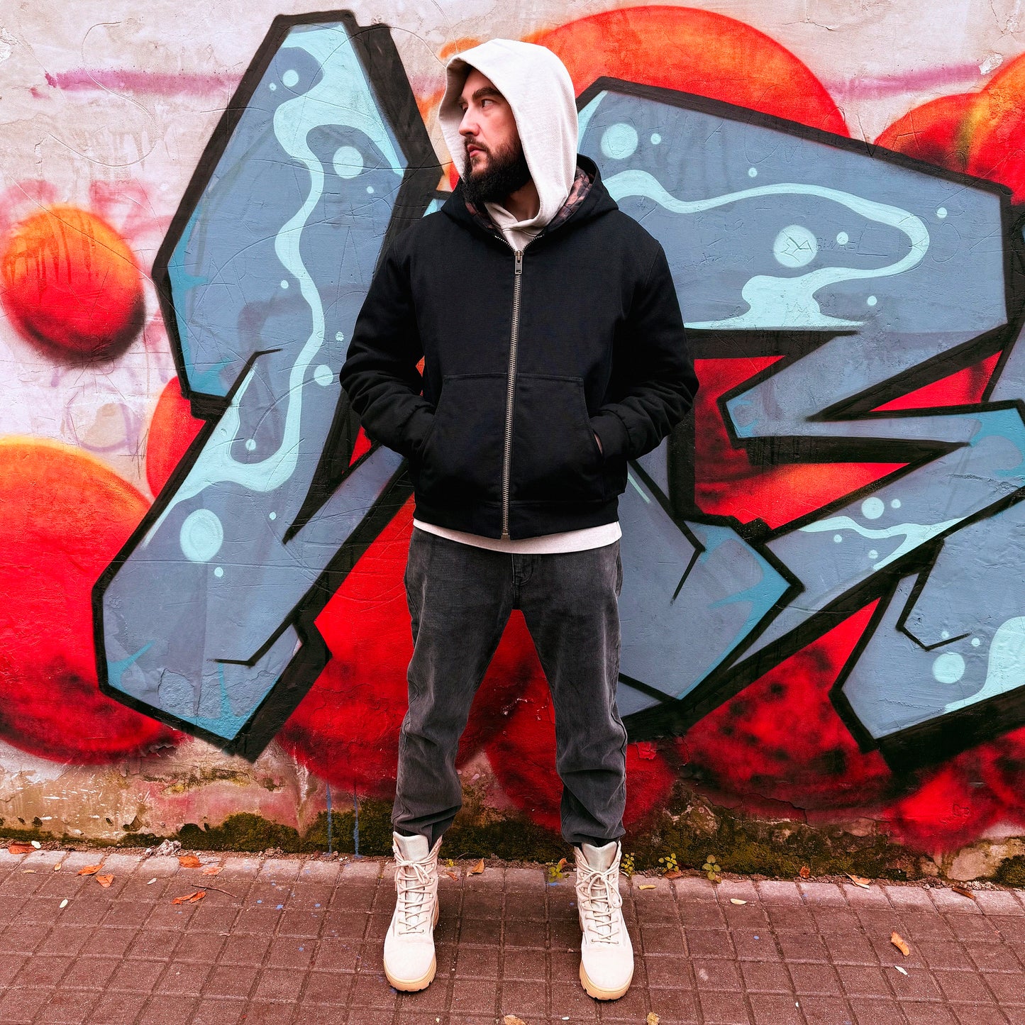 Suture Studios 16oz Canvas Hooded Work Jacket Black Leopard