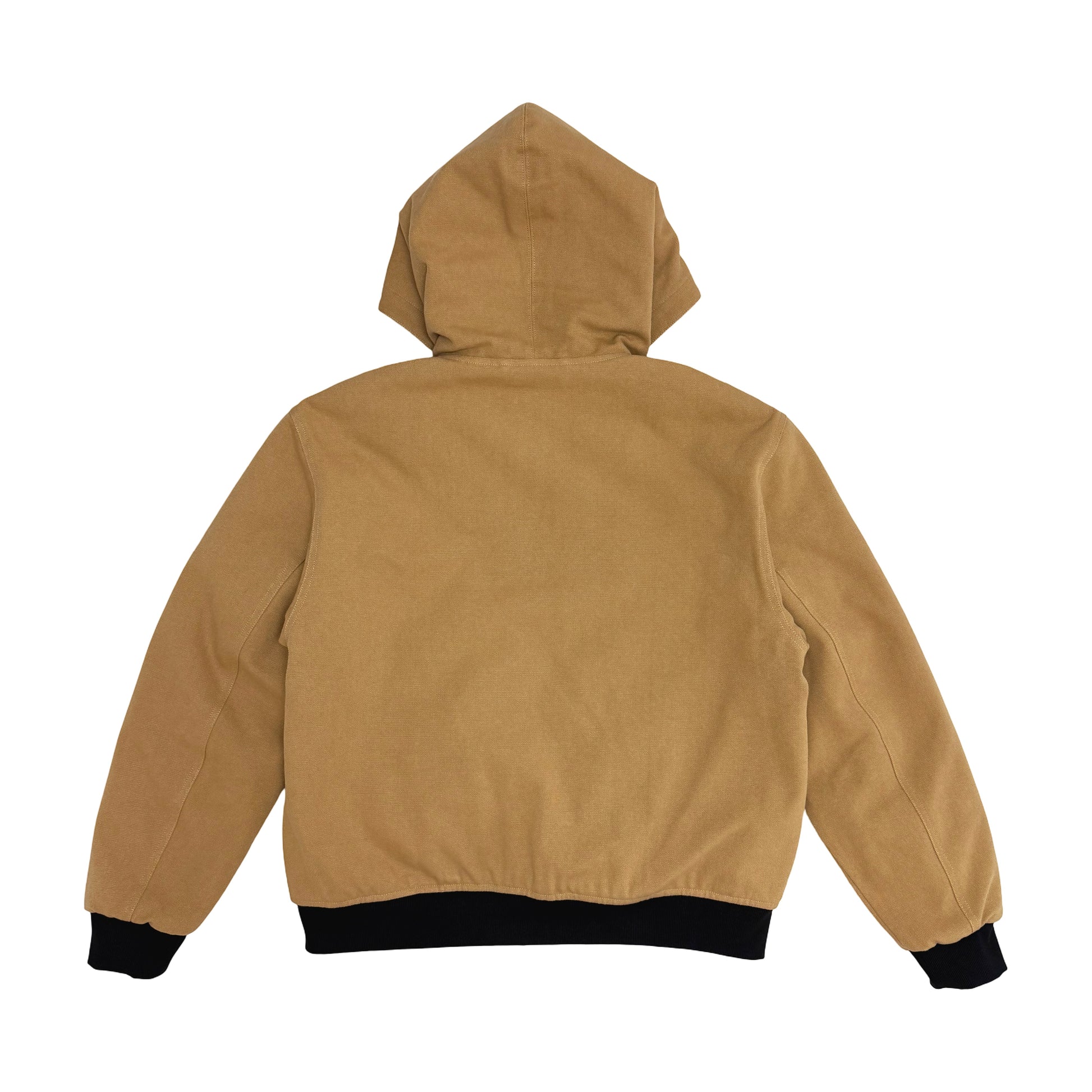 Suture Studios 16oz Duck Canvas Insulated Hooded Work Jacket Leopard Lined British Tan Color