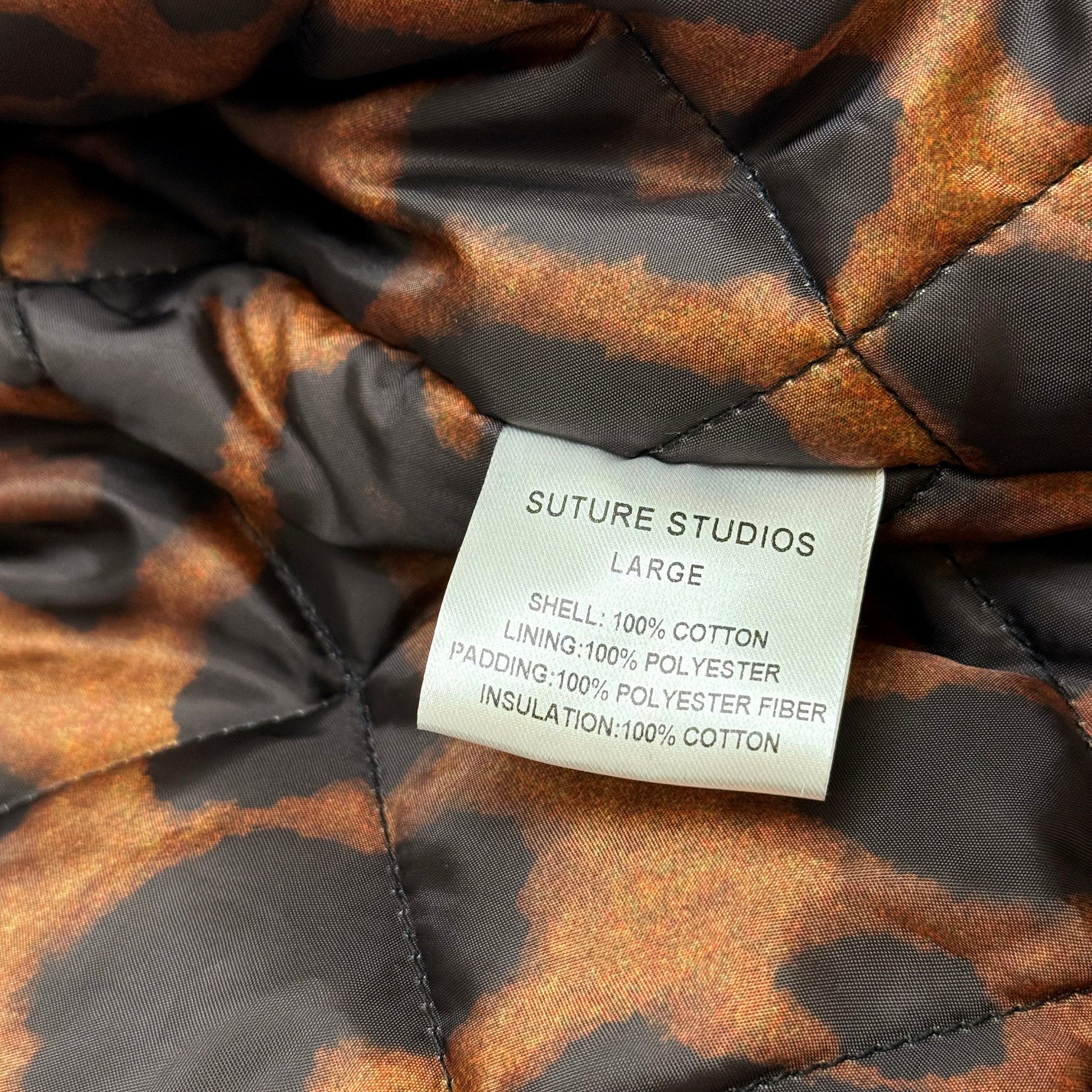 Suture Studios 16oz Duck Canvas Insulated Hooded Work Jacket Leopard Lined British Tan Color