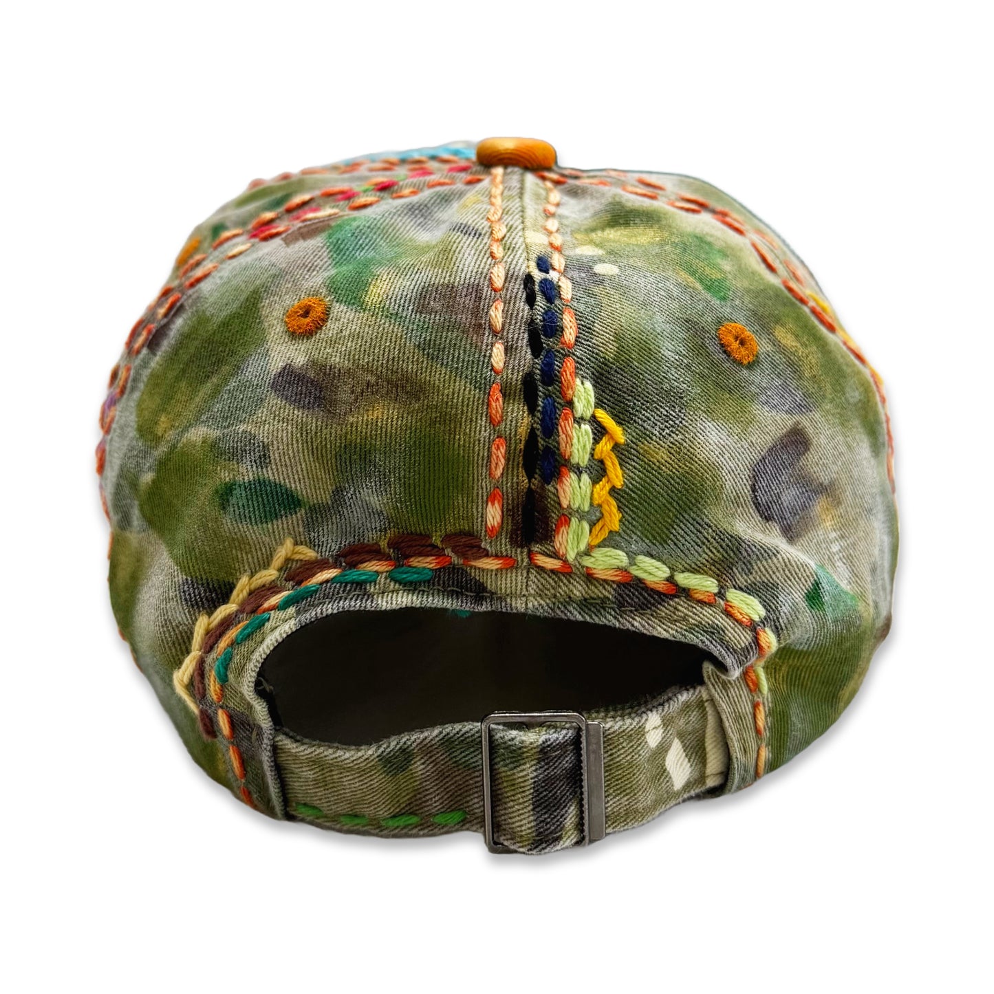 Suture Studios 1 of 1 Hand Painted & Sashiko Embroidered 6-Panel Camouflage Hat
