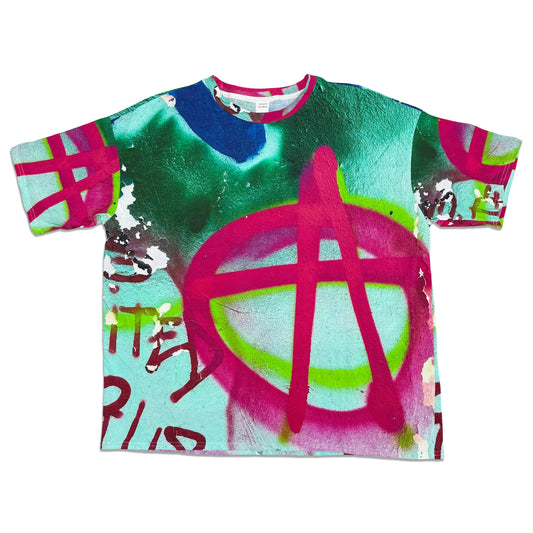 Suture Studios Anarchy Grunge Graffiti All Over Graphic Pattern Oversized T-shirt