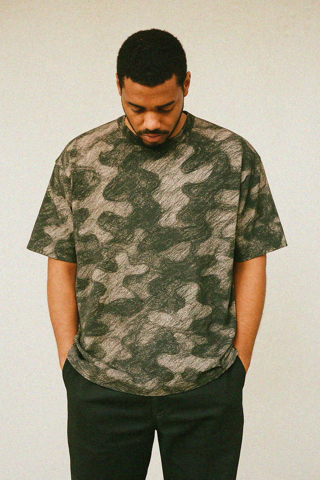 Suture Studios Charcoal Camouflage All Over Graphic Oversized T-shirt