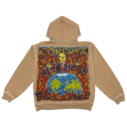 Suture Studios Consume Hand Painted Embroidered Hoodie Large