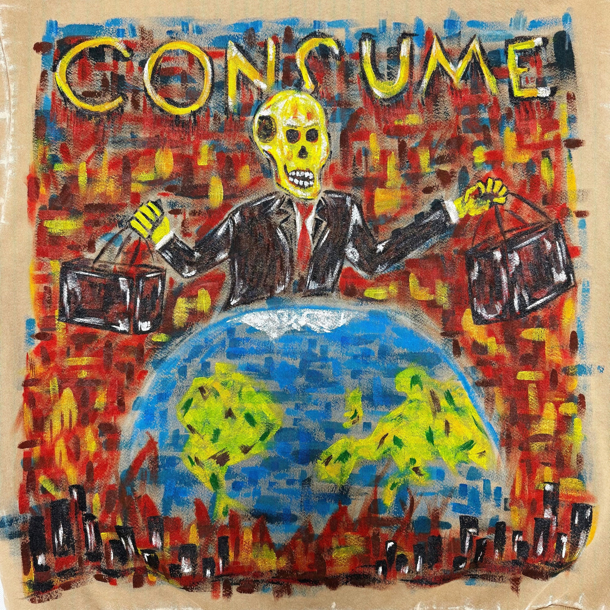 Suture Studios Consume Hand Painted Embroidered Hoodie Large