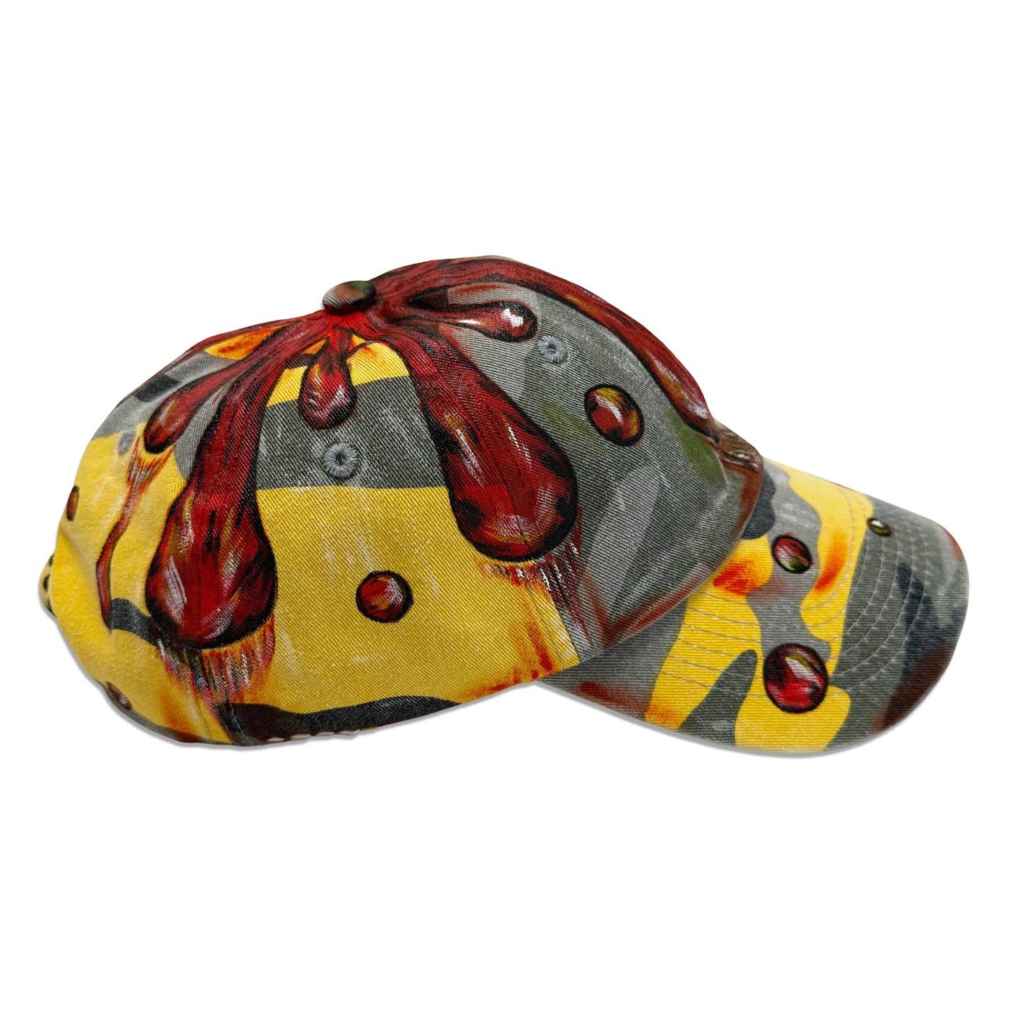 Suture Studios Hand Painted and Embroidered 6-Panel Yellow Camouflage Hat