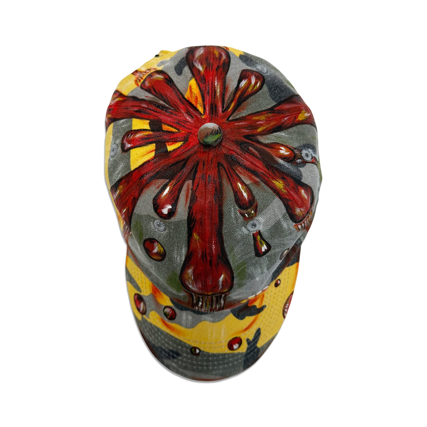 Suture Studios Hand Painted and Embroidered 6-Panel Yellow Camouflage Hat