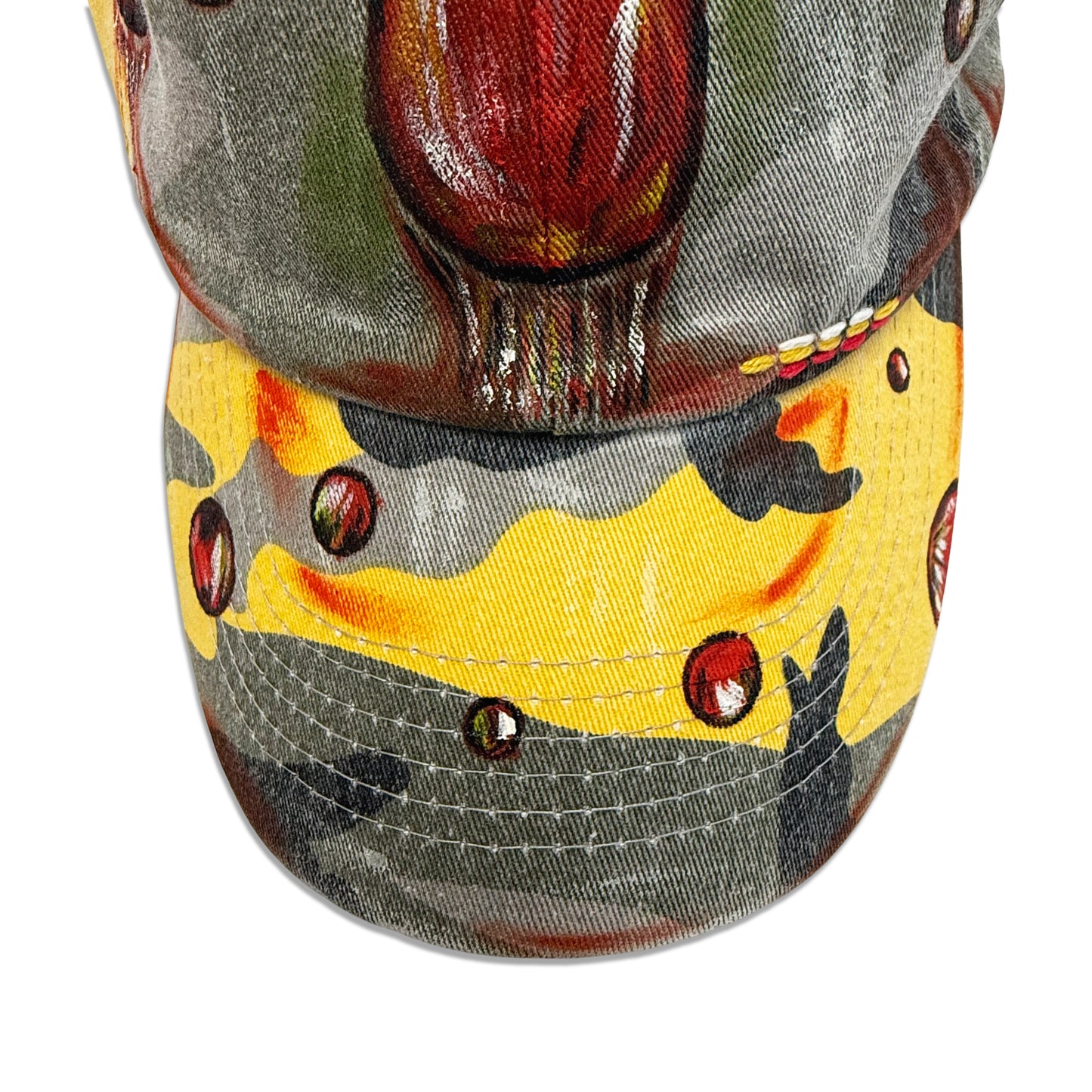Suture Studios Hand Painted and Embroidered 6-Panel Yellow Camouflage Hat
