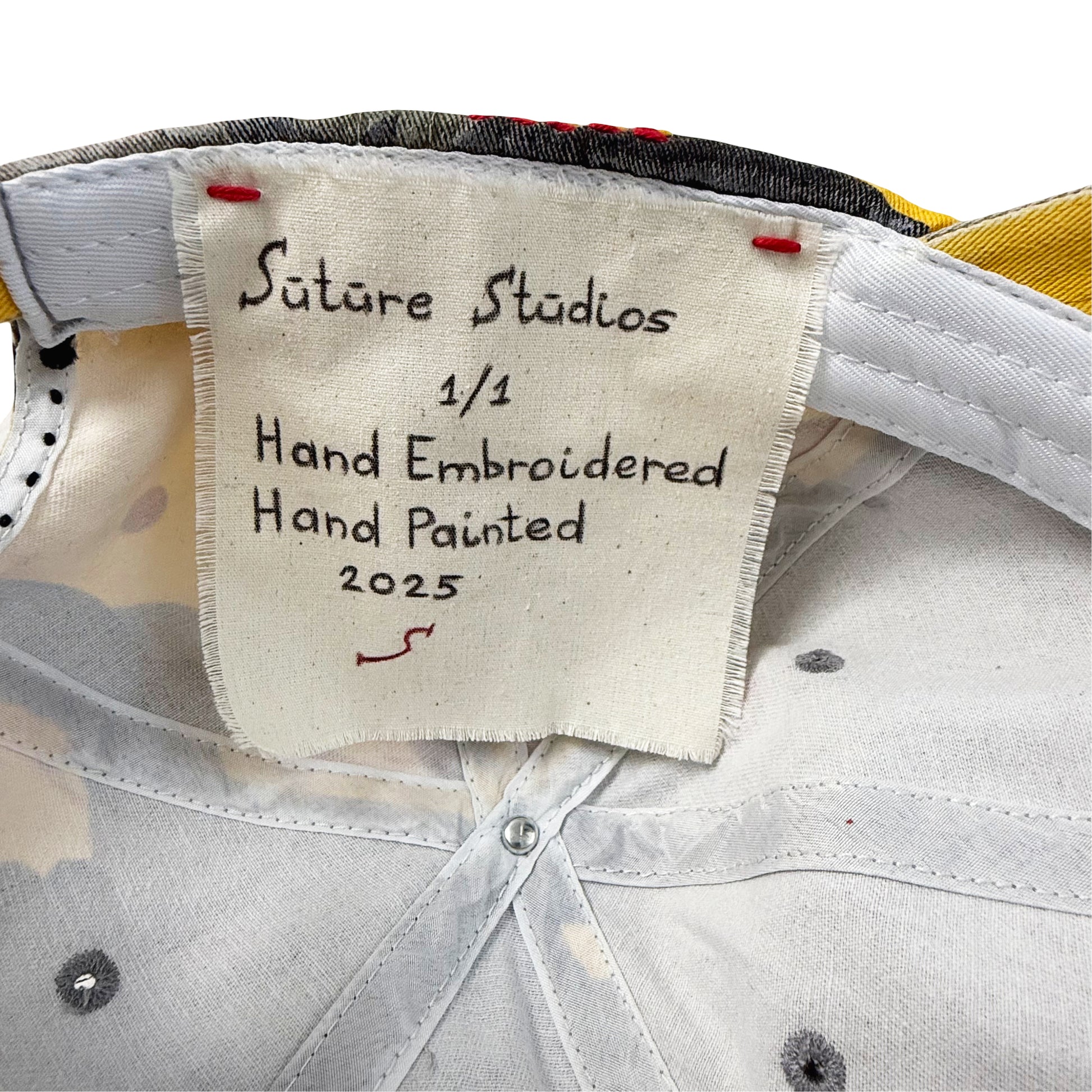 Suture Studios Hand Painted and Embroidered 6-Panel Yellow Camouflage Hat