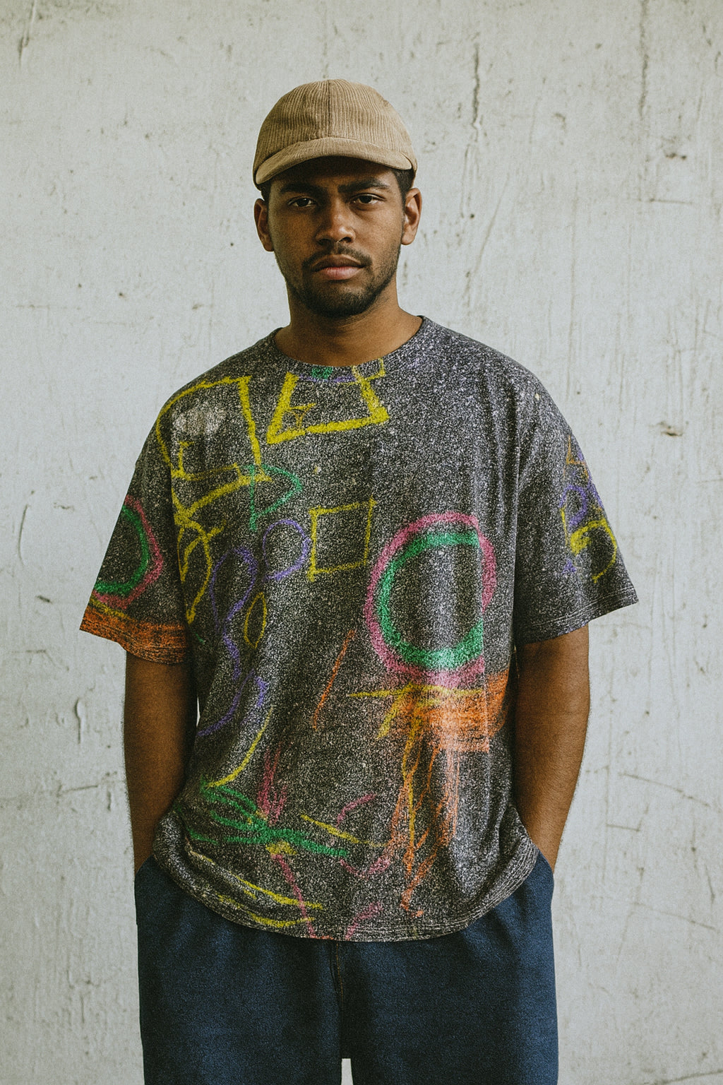 Suture Studios Pavement Chalk Drawing All Over Graphic Pattern Oversized T-shirt