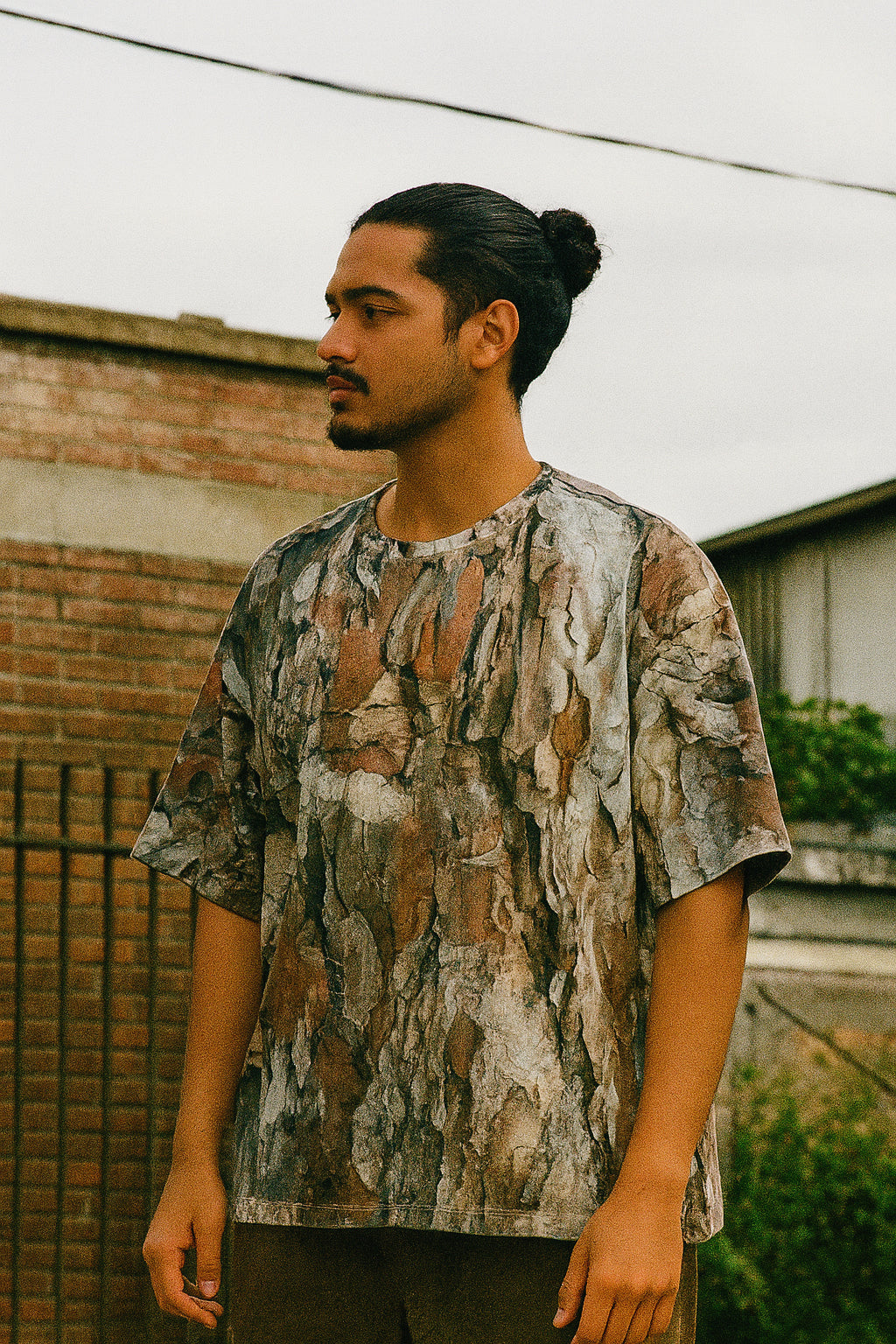 Suture Studios Pine Tree Bark Camouflage All Over Graphic Pattern Oversized T-shirt